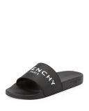 Pool Slide Sandals, Black/White