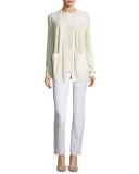 Ombre-Stitched Stretch-Cotton Cardigan, Multi