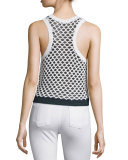 Taryn Crocheted Colorblock Tank, Black/White