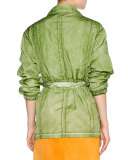 Weathered Nylon Parka Jacket, Khaki Green