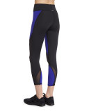 Hydra Colorblock Cropped Sport Leggings, Indigo