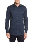 Triangle-Print Woven Sport Shirt, Teal/Black
