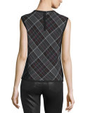 Dayla Boxy Plaid Tank, Gray