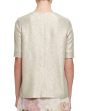 Shimmery Half-Sleeve Top, Water Green