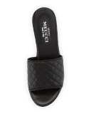 Tahnee Quilted Wedge Slide Sandal, Black