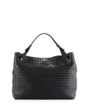 Medium Intrecciato Shoulder Bag, Black