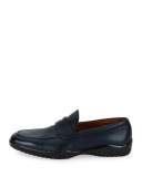 Micson Textured Leather Penny Loafer, Blue/Black