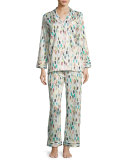 Glass Bead-Print Pajama Set, White Pattern