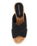 Dani Stretch Wedge Slide Sandal, Black/Natural