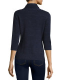 3/4-Sleeve Cashmere & Lurex® Half-Sleeve Buckle Cardigan