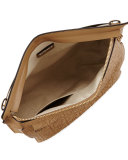 Large Embossed Double-Pouch Crossbody Bag, Tan