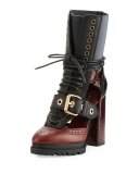 Westmarsh Leather & Snakeskin Cutout Ankle Boot, Burgundy Red