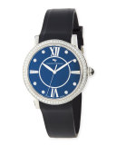 38mm Ceramic Diamond Watch w/Rubber Strap, 0.93 tdcw