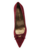 Lopanache Suede Kitten-Heel Pump, Bordeaux