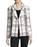 Plaid Double-Breasted Jacket, Cream/Multicolor