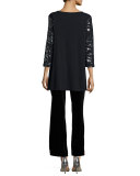 Animal Sequined Tunic, Black  