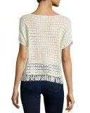 Amal Textured Top with Fringe Trim