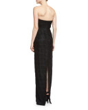 Strapless Lace Bustier Column Gown 
