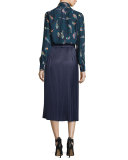 Lucy Pleated Tea-Length Skirt, Royal