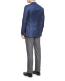 Box-Check Wool Two-Button Sport Coat, Blue/Gray