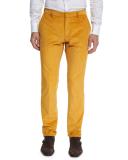 Stanino Flat-Front Corduroy Trousers, Gold