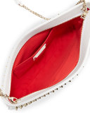 Loubiposh Spiked Clutch Bag, White