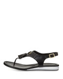 Rona Grand Tassel Thong Sandal, Black