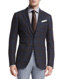 Trofeo Plaid Two-Button Jacket, Blue/Brown