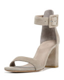 Suede Ankle-Strap City Sandal