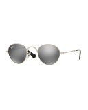 Junior Mirrored Round Sunglasses, Silver