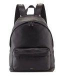 Leather Backpack w/Studded Trim, Black