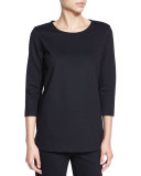 3/4-Sleeve Lux Stretch-Cotton Ponte Top