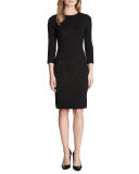 Zoe 3/4-Sleeve Ponte Sheath Dress 