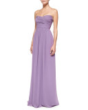 Strapless Ruched-Bodice Gown, Violet