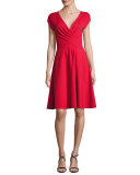 Milano Jersey V-Neck Dress, Red