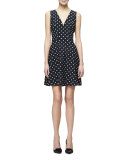 Polka-Dot Fit-&-Flare Dress, Black/White