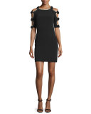 Bow-Sleeve Sheath Cocktail Dress, Black