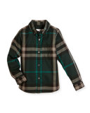 Fred Mini Long-Sleeve Check Shirt, Racing Green, Size 4-14
