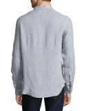 Alexander Slim-Fit Linen Sport Shirt, Blue