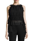 Bonnie Hammered Chiffon Top, Black