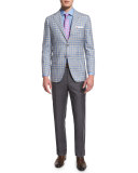 Flat-Front Twill Trousers, Charcoal