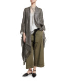 Metallic Fringe Shawl, Gray