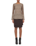 Cheetah-Print Slit-Sleeve Blouse, Steppe/Date