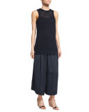 Mesh-Stitch Cotton Tank