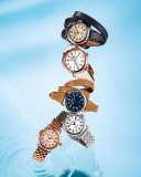 Runwell Rose Golden Watch with Alligator Strap, 41mm