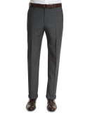 Parker Micro Box-Check Trousers, Gray