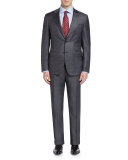 Sharkskin Super 130s Wool Two-Piece Suit, Gray