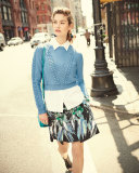 Kayla Painterly Floral-Print Miniskirt, Black Multi