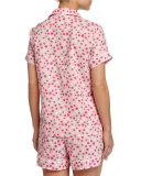 Dot-Print Shorty Pajama Set, Pink/White