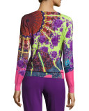 Stampa Paisley V-Neck Sweater, Lime/Purple